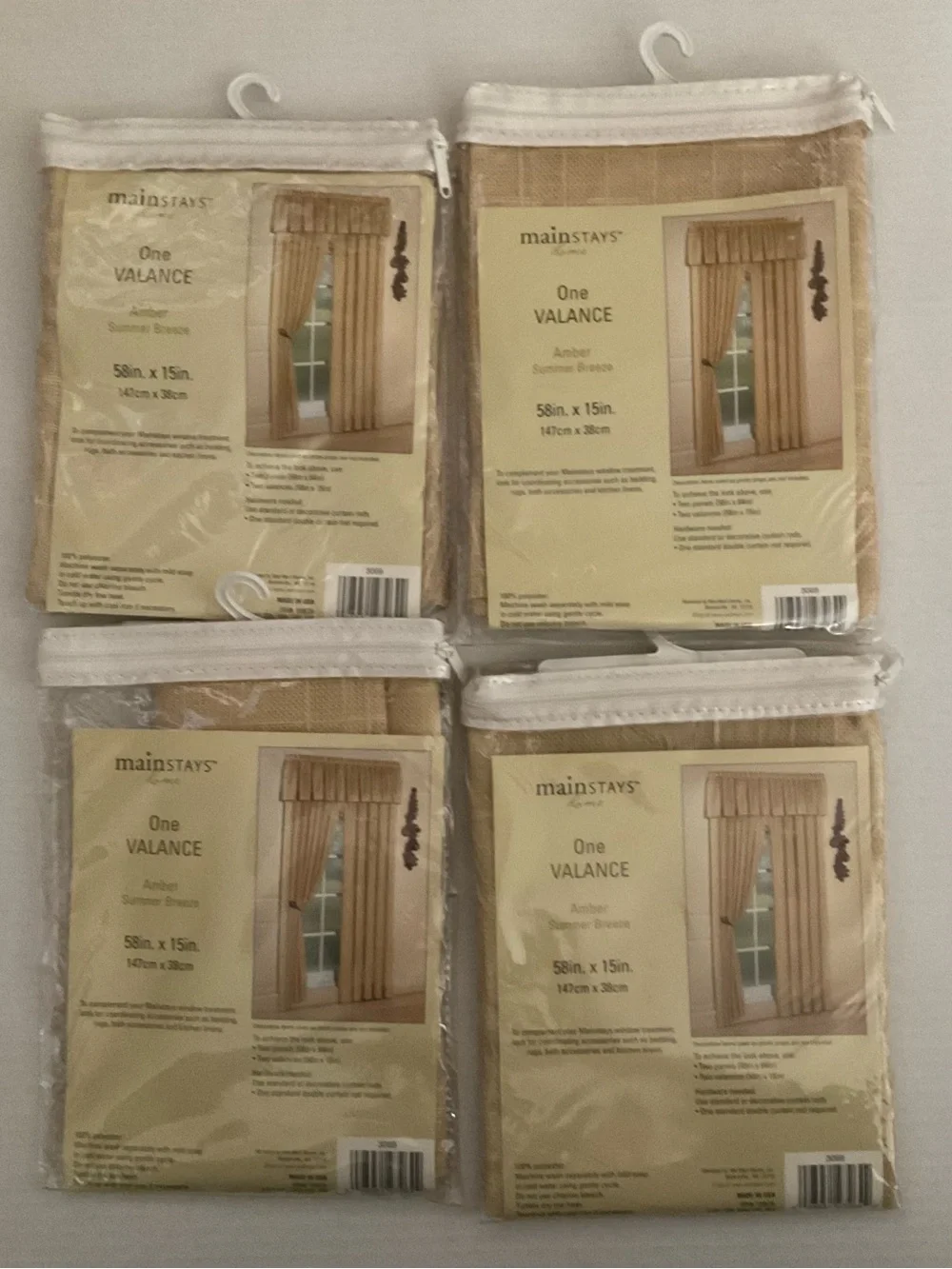 NEW Mainstays Lot of 4 Amber Summer Breeze Valances- Light Brown Window Topper